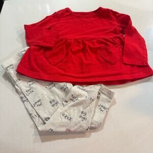 Carter's Red Hearts Baby Girl Top and Leggings Set